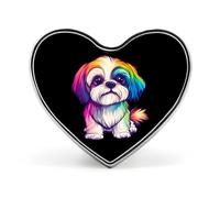 Broches Shih Tzu colorées pour femmes et hommes, jolis badges en forme de cœur, épinglettes pour fêtes et mariages