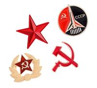 Broches Soviétiques Étoile Cinq Points 4Pcs en Alliage Ambiance Noël | Lustre Solide, Surface Électrolytique Imperméable, Ne Ternit Pas, Vêtements Décontractés, Bagages, Style Rétro