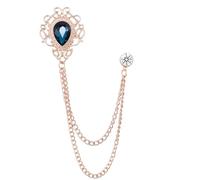 Broches Vintage à chaîne avec pompon, strass en cristal, épingles revers for chemise, costume, collier, bijoux la mode for hommes et femmes, accessoires(Gold Blue)