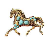 Broches Vintage,Bijoux De Mode Rétro Sur Le Thème Du Cheval Avec Des Perles Bleues - Épingles de Revers,pour Chapeau Pull Châle Sac à Dos Écharpe Robe et Vêtements, Se référer à la description, Zinc
