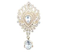 Broches vintage en cristal couleur or argent for robe de soirée mariage, strass, bouquet mariée, goutte d'eau Pour Le Dîner, La Fête D'anniversaire(2 gold)