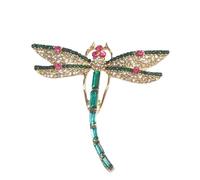 Broches vintage en cristal vert de libellules pour femmes