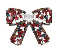 Broches vintage en forme de nœud papillon for femme, unisexe, 4 couleurs, strass, perles, nœud, fête, décontractées(RED 1PC)
