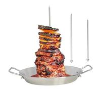 Brochette BBQ verticale - Lumière à cadre en acier inoxydable, outils de barbecue en 3 pièces, porte-viande avec rétention de saveur juteuse | Bossage de grill vertical pour le steak, le shawarma et l