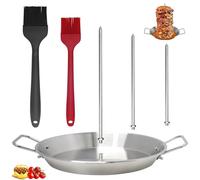 Brochette Verticale Acier Inoxydable avec 3 Pointes Amovibles & 2 Brosses, Support Brochettes Barbecue pour Four, Broche Grillade Pique-Nique, Accessoire Cuisine Camping pour Poulet, Poisson, Steak