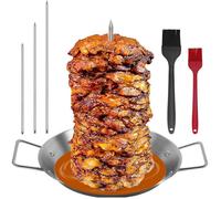 Brochette verticale Broche Barbecue, Brochettes en Acier Inoxydable avec 3 pointes amovibles, Broche Barbecue, Rotissoire Verti