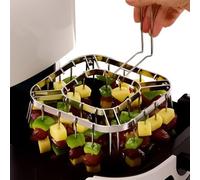 Brochette Verticale Pour Friteuse Air | Support Antiadhésif En Acier Inoxydable - Grille À Brochettes BBQ En Acier Inoxydable - Grillades Bœuf Bacon Saucisse Poisson Four Maison Extérieur