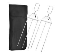 Brochettes à 3 voies Savants Grill, Brochettes de Barbecue en Acier Inoxydable à 3 Pointes, Brochette de Brochette pour Barbecue à 3 Voies Antirouille en Acier Inoxydable de 14,7 Pouces avec B