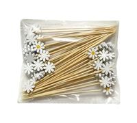 Brochettes à cocktail - 100 pièces de bâtonnets de marguerite créatifs | Décoration de Dessert tulipe , -dents de Cocktail pour printemps, anniversaire, vacances, fête prénuptiale