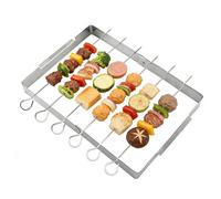 Brochettes À Viande, Brochettes pour Barbecue, Accessoires de Barbecue, Lot de 6 Pic Brochette Avec Support pour La Viande et Les Légumes, Idéal pour Le Camping, La Randonnée ou Les Pique-Niques