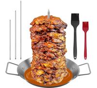 Brochettes à viande verticales en acier inoxydable | Avec 2 brosses et 3 tailles amovibles (20,3 cm, 25,4 cm et 30,5 cm), support de grille de barbecue