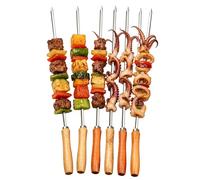 Brochettes Barbecue - 6 Pièces De Bâtonnets Barbecue Kebab | Brochettes Grill À Manche En Bois | Pour La Maison, Le Jardin, La Cour, L'Extérieur, Pique-Nique, Camping, Fête Et Restaurant