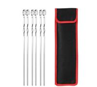 Brochettes Barbecue Brochettes de Barbecue en acier inoxydable, avec ensemble sacs tissu, aiguille plate, bâton métal, jardin, 20/12/10/6 pièces(6Pcs With Bag)