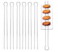 Brochettes Barbecue Ensemble de brochettes barbecue Double en U, 6/10/12 pièces, Kebab acier inoxydable, bâtons cuisson métal, pique-nique Camping(10 Pieces)