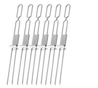 Brochettes Barbecue Fourchette de Barbecue semi-automatique, outils, Portable en plein air, Camping pique-nique, équipement à 2 têtes métal, 6 pièces(6PCS)