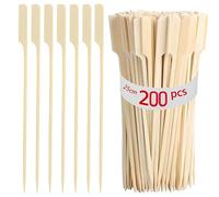 Brochettes De Bambou Barbecue,200 Pièces Pique a Brochette Bambou Brochettes Plates en Bois pour Grillades, Cocktails, Barbecues, Collations, Fruit (200PCS 25CM)