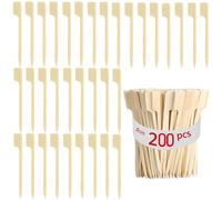 Brochettes De Bambou Barbecue,200 Pièces Pique a Brochette Bambou Brochettes Plates en Bois pour Grillades, Cocktails, Barbecues, Collations, Fruit (200PCS 9CM)