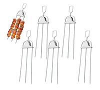 Brochettes de barbecue à 3 voies en acier inoxydable de 35,6 cm avec curseur poussoir, bâtonnets Kabob à 3 broches, brochettes réutilisables en métal pour viande, poulet, saucisses, légumes