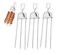 Brochettes de barbecue à 3 voies en acier inoxydable de 35,6 cm avec curseur poussoir, bâtonnets Kabob à 3 broches, brochettes réutilisables en métal pour viande, poulet, saucisses, légumes