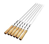 Brochettes de Barbecue à Long Manche 55cm, Shish Kebab, bâtons Gril, Fourchette en Bois, Acier Inoxydable for l'extérieur(A 6pcs-55CM)