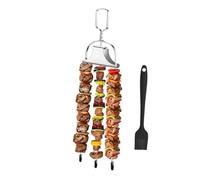 Brochettes de barbecue en acier inoxydable, construction robuste, poignée froide au toucher, brochettes de barbecue à trois dents pour griller, pour poulet, légumes, chou-fleur, bœuf, saucisses