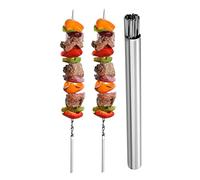 Brochettes de Barbecue plates en acier inoxydable, 51 pièces, brochettes de Kebab, réutilisables, avec Tube rangement, en métal