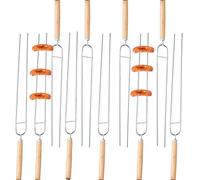 Brochettes de Barbecue pour Grill, 10 Pièces Brochettes Plates à Double Pointes pour Volaille, Réutilisables Longs Piques à Griller pour Cuisine et Barbecue en Extérieur et Camping