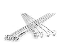 Brochettes de kebab, bâtonnets plats en acier inoxydable 16,12 pouces, brochettes barbecue métal, autocollants réutilisables for gril(6pcs)