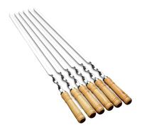 Brochettes de kebab - Ensemble d'outils de gril en acier inoxydable de 6 pièces | Brochettës de viande pour barbecue à gaz, barbecue au charbon de bois Brochettes plates avec manche en bois | Bâtonnet