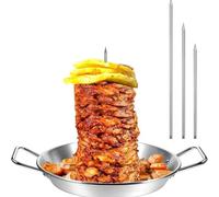 Brochettes de viande verticales, grille verticale en acier inoxydable, grille de barbecue verticale avec poignée pour rôtir de la viande, du steak, du poulet (26,7 cm)