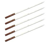 Brochettes en acier inoxydable, 5 brochettes plates inox réutilisables poignée bois pour cuisson viande