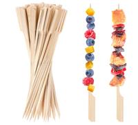 Brochettes en bambou de 20 cm, 100 bâtonnets de bambou pour cocktails, apéritifs, cure-dents, brochettes Kabab, brochettes en bois pour cocktails, fruits, grillades, boissons, barbecue, fondue 20,3 cm