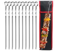 Brochettes En Métal, 10 Pièces, En Acier Inoxydable, for Barbecue, Brochettes De Qualité Alimentaire for Kebabs, Four, Dinde, Camping, Légumes, Durables Et Réutilisables(40cm)