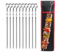 Brochettes En Métal, 10 Pièces, En Acier Inoxydable, for Barbecue, Brochettes De Qualité Alimentaire for Kebabs, Four, Dinde, Camping, Légumes, Durables Et Réutilisables(36cm)