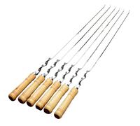 Brochettes en Métal Brochettes de fourchette Barbecue en bois 55cm, bâtons gril Kebab à Long manche réutilisables acier inoxydable