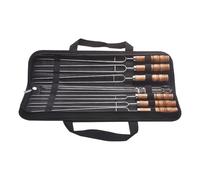 Brochettes en Métal pour Grillade,10 Pièces Pic Métallique pour Brochettes et Barbecue | Outils de Cuisson Anti-Rouille à Manche en Bois Légumes Crevettes Steaks