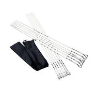 Brochettes pour barbecue - Bâtons plats longs en acier inoxydable pour | Brochettes en acier inoxydable pour viande, bœuf, poulet, légumes, crevettes, cuisine, camping, restaurant, extérieur