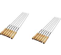 Brochettes pour grillades Brochettes de barbecue 55 cm à long manche, bâtonnets chiche-kebab, fourchette en bois, aiguilles acier inoxydable for une utilisation extérieur(6PCS X 2 55CM)