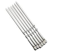 Brochettes pour grillades Lot de 6 brochettes larges en acier inoxydable for barbecue, réutilisables, for le camping et les pique-niques plein air. Fourchette plate