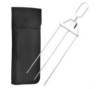 Brochettes réutilisables à 3 broches, outil de barbecue avec barre de poussée lisse pour enlever les aliments sans effort (1 pièce)