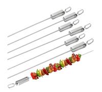 Brochettes réutilisables for barbecue d'extérieur en acier inoxydable, avec poignée coulissante à dégagement rapide, outil portable(6Pcs 35cm)