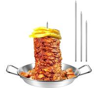 Brochettes verticales en acier inoxydable pour barbecue avec 3 pointes de rechange et crochet de suspension brésilien, avec poignée et plateau d'égouttement pour saucisse, steak, dinde, poisson