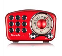 Brochure de haut-parleur Bluetooth rétro, radio FM en bois, style classique à l'ancienne, prise en charge de la carte TF, lecteur MP3, volume fort Rouge