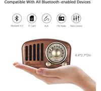 Brochure de haut-parleur Bluetooth rétro, radio FM en bois, style classique à l'ancienne, prise en charge de la carte TF, lecteur MP3, volume fort cherry wood