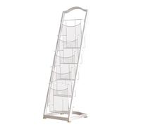 Brochure Display Stand Présentoir à magazines 4/5 niveaux en fer for matériel promotionnel, présentoirs à dépliants, étagères for livres et journaux, rangement de brochures(White,Small)