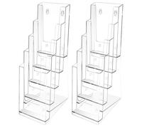 Brochure Holder Stand - Clear Wall Mounted Flyer Holder | Acrylic With Desk Mounted Design, Brochure Rack, For Conference Rooms, Trade Shows, Reception Areas, Library