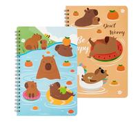 Brochure scolaire, A5 Journal de voyage Bloc à spirale - 2 pièces mignon cahier à spirale Capybara Design mignon pour les étudiants jeunes filles enseignants