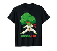 Broco-Lee - T-Shirt Humoristique de Combat Végétalien Karaté Brocoli Végétarien - Unisex-Adulte, Noir, S
