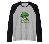 Brocoli Mignon de Dessin animé avec Lunettes et Mallette Manche Raglan