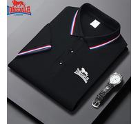Brodé LONSDALE nouveau Polo d'été hommes de haute qualité hommes à manches courtes haut affaires décontracté vente chaude Polo pour hommes noir
